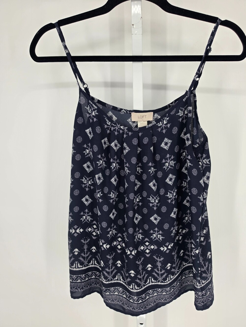 LOFT Womens Sz S Sleeveless Blouse Dark Blue Bandana Print